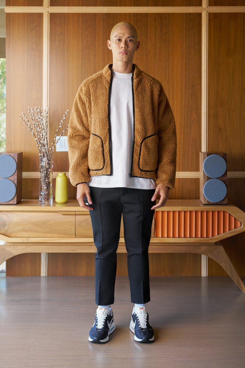 scrt society | ventura article 5 embroidered sherpa jacket olive