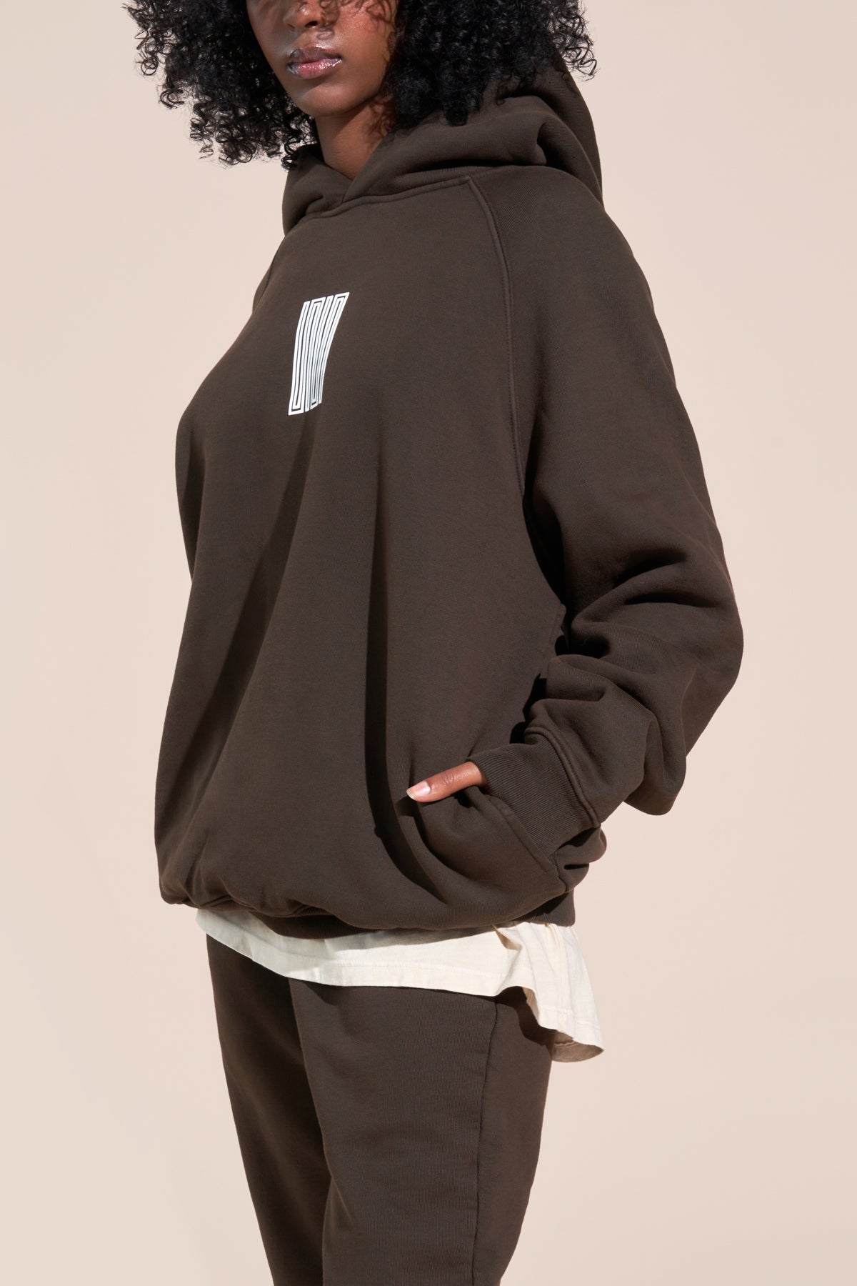 encino article 6 logo raglan hoodie brown