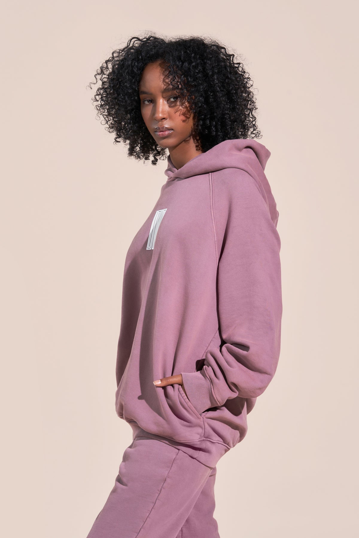 encino article 6 logo raglan hoodie mauve