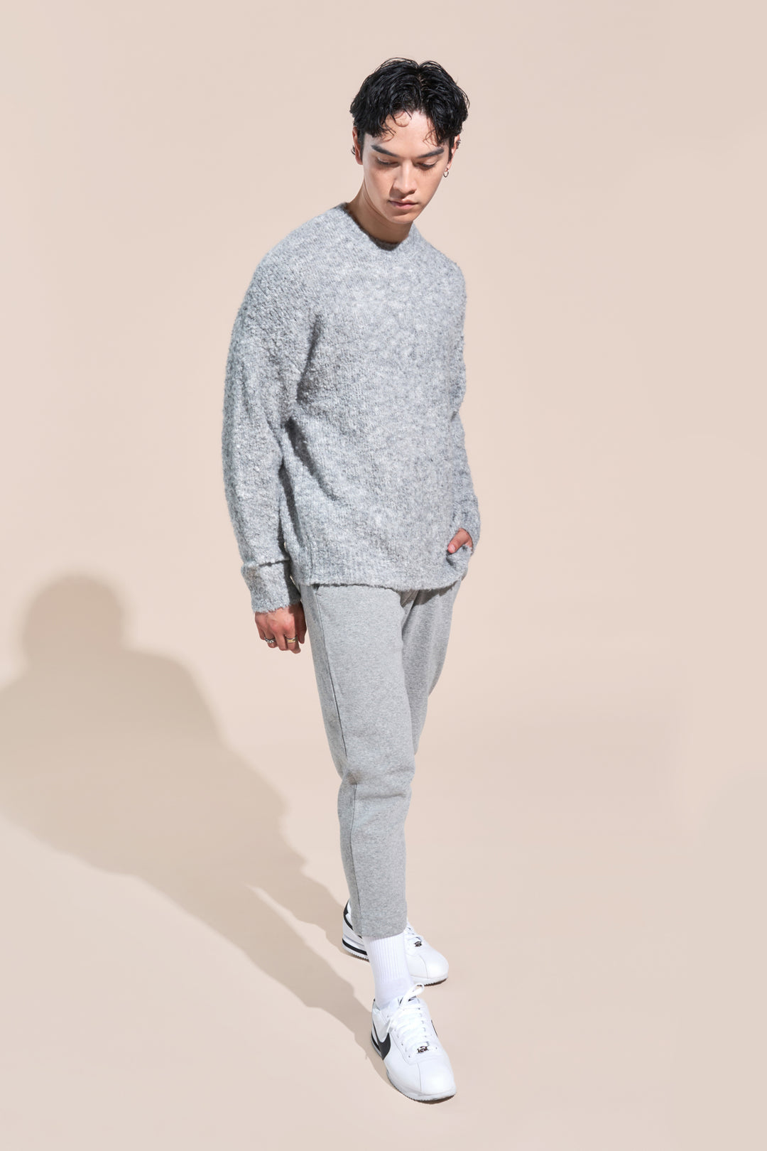 kennedy article 6 boucle knit sweater heather grey