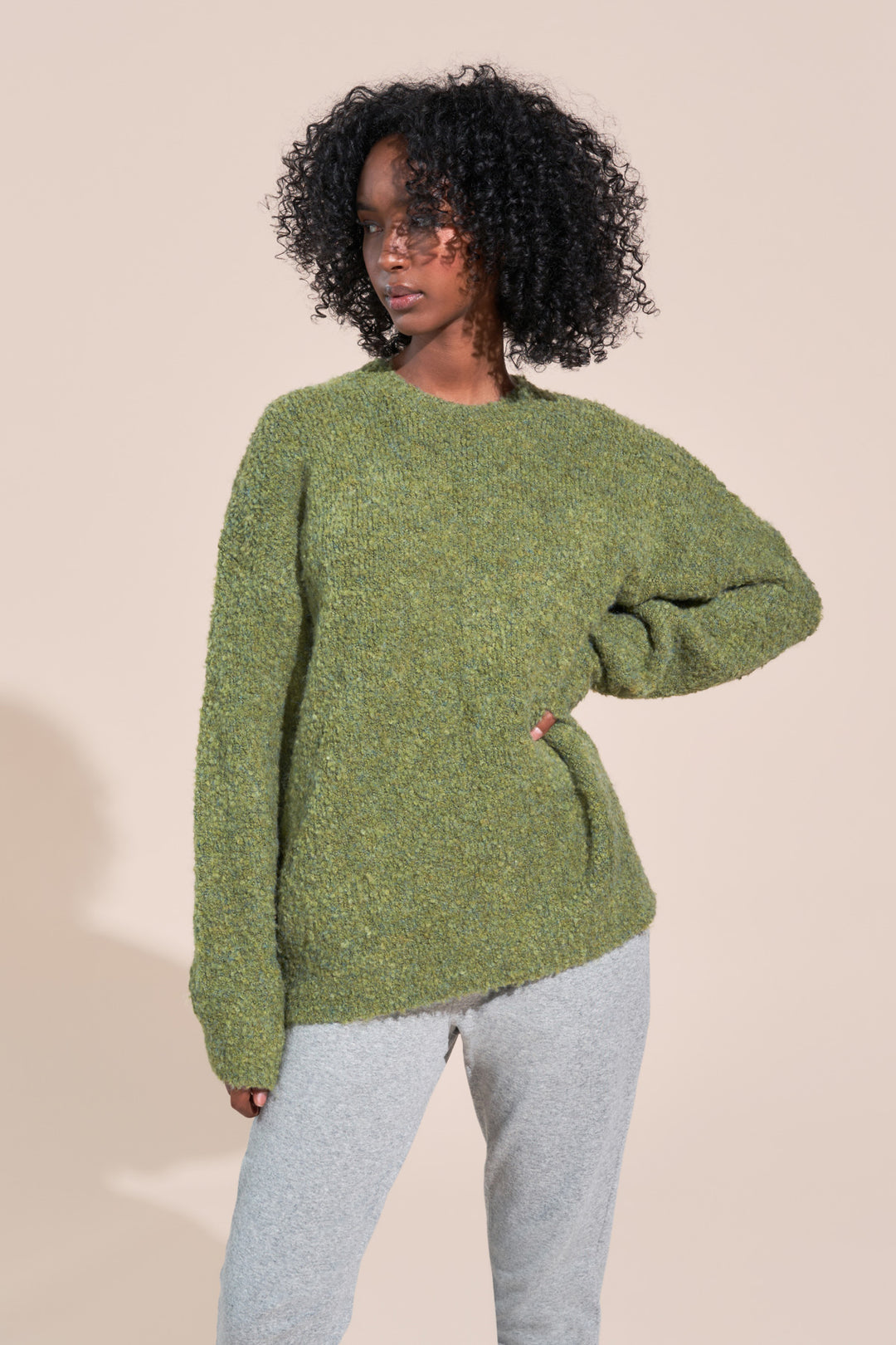 kennedy article 6 boucle knit sweater moss