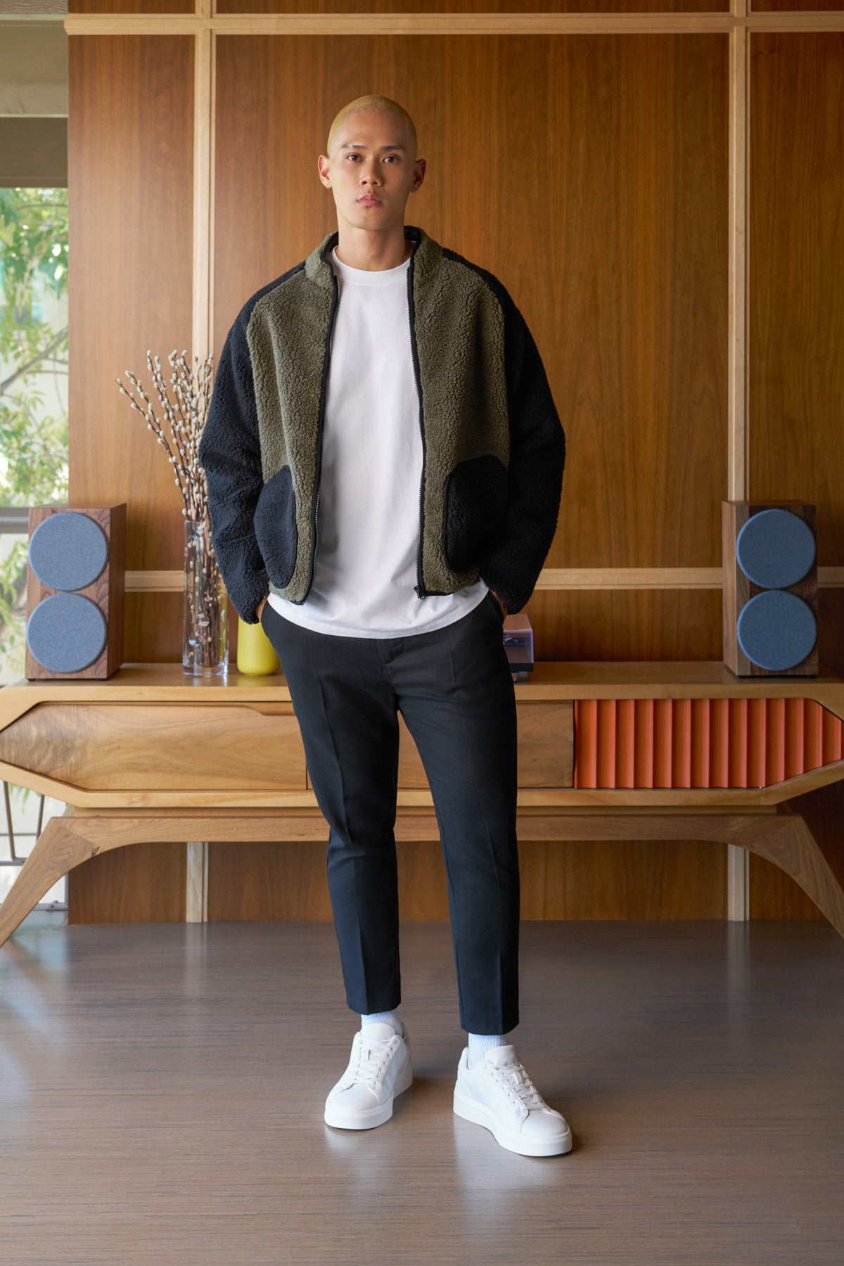 scrt society | ventura article 5 embroidered sherpa jacket olive