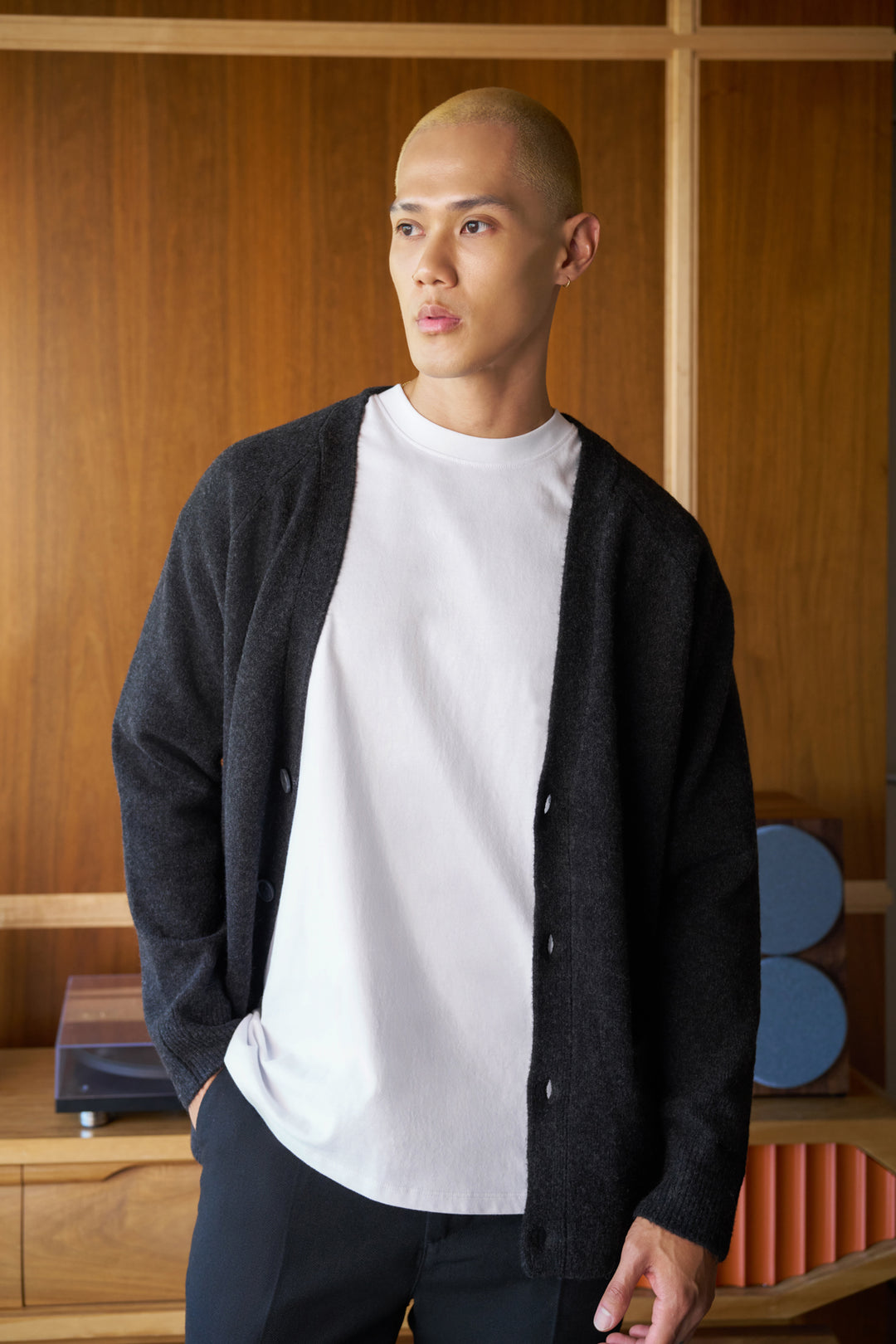 percy article 6 knit cardigan heather black