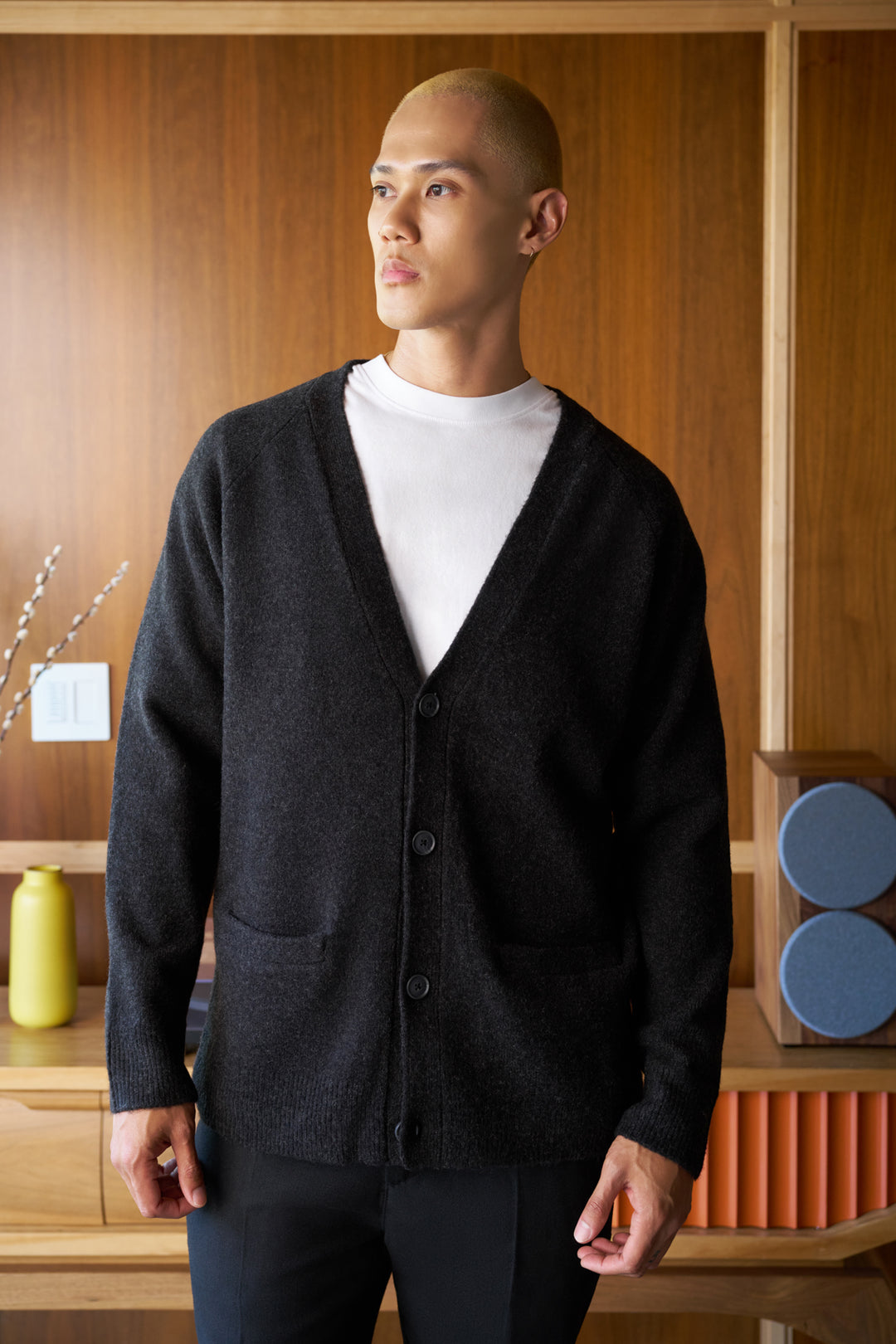 percy article 6 knit cardigan heather black