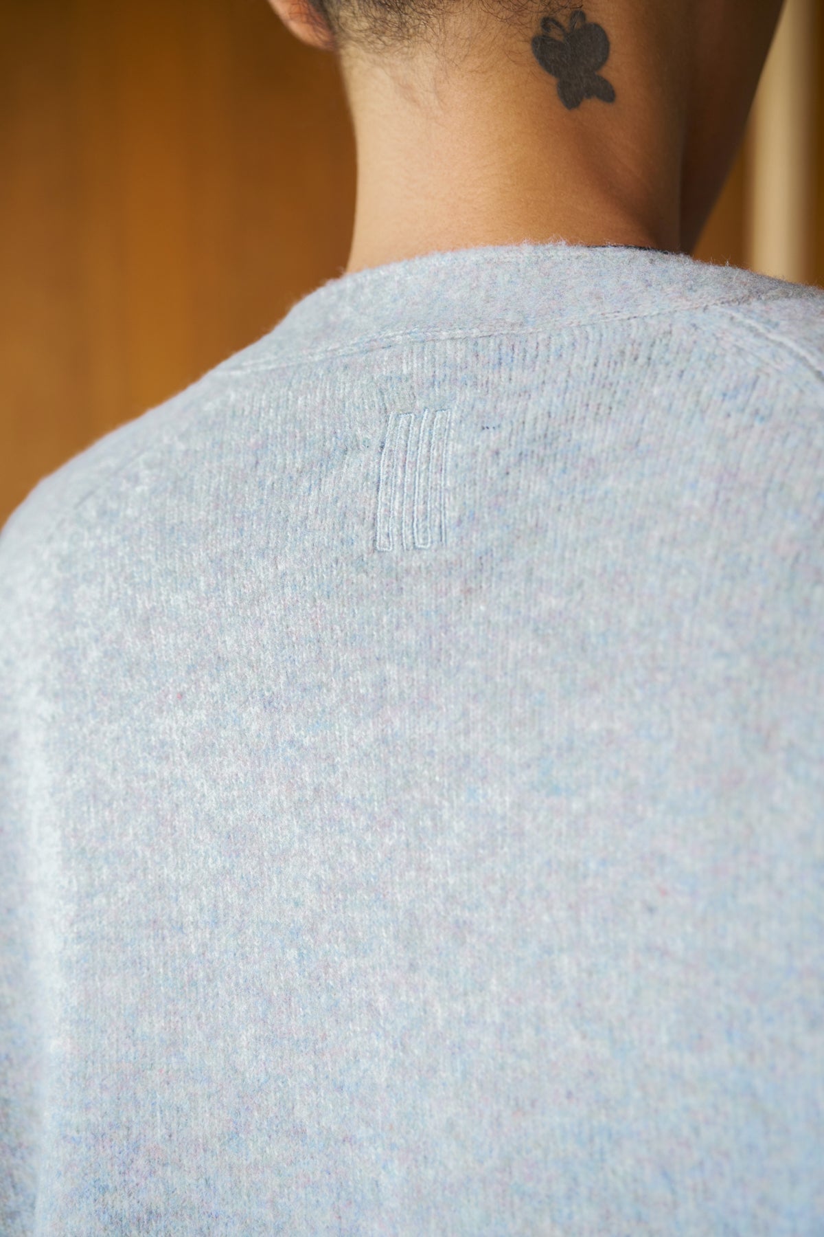 PEAR GAT グレー セーター 未使用 サイズ6 12G部分ジャガードカシミヤ100クルーネックニットプルオーバー