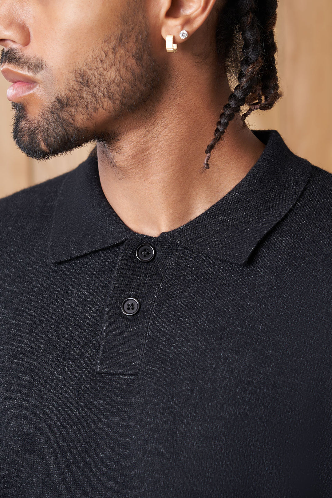 jamieson article 6 knit polo heather black