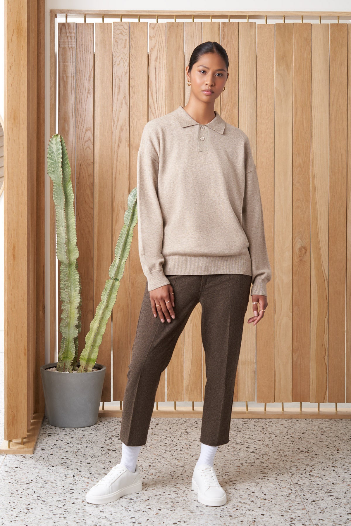 jamieson article 6 knit polo slate taupe