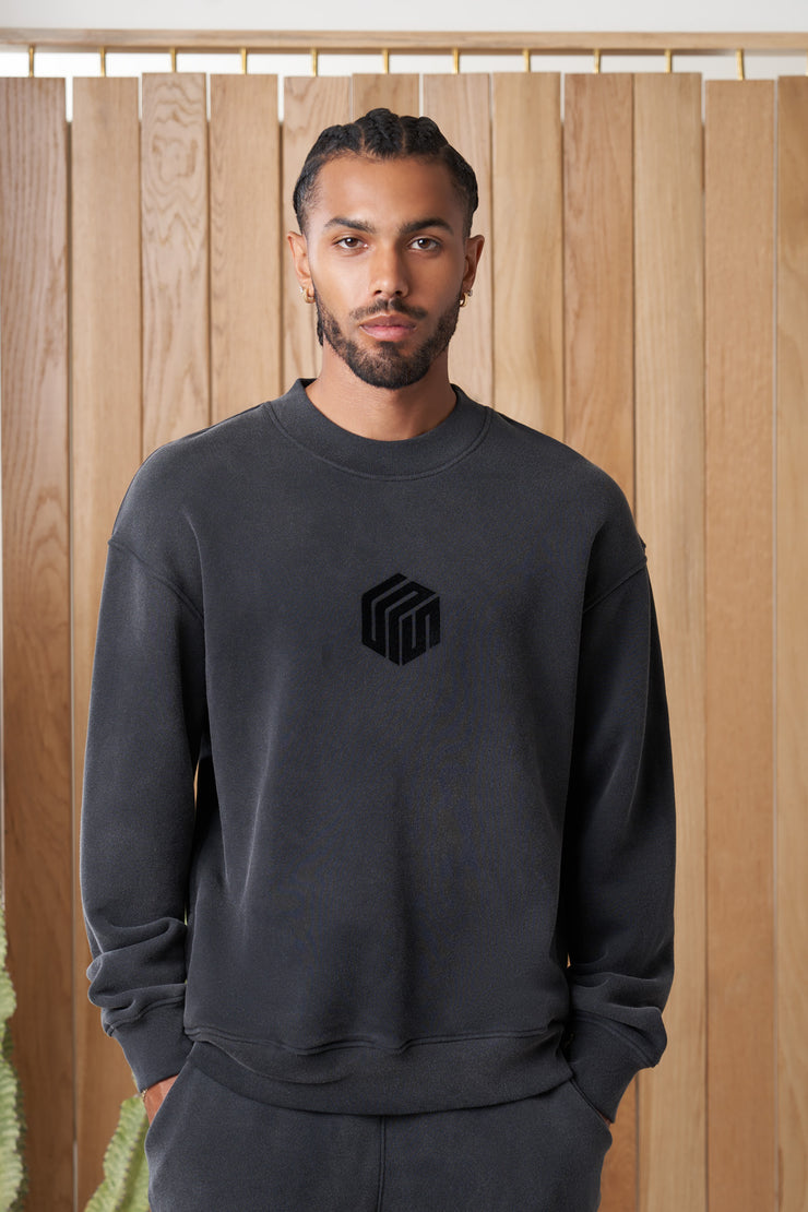 odell article 6 cube logo sweatshirt powder black