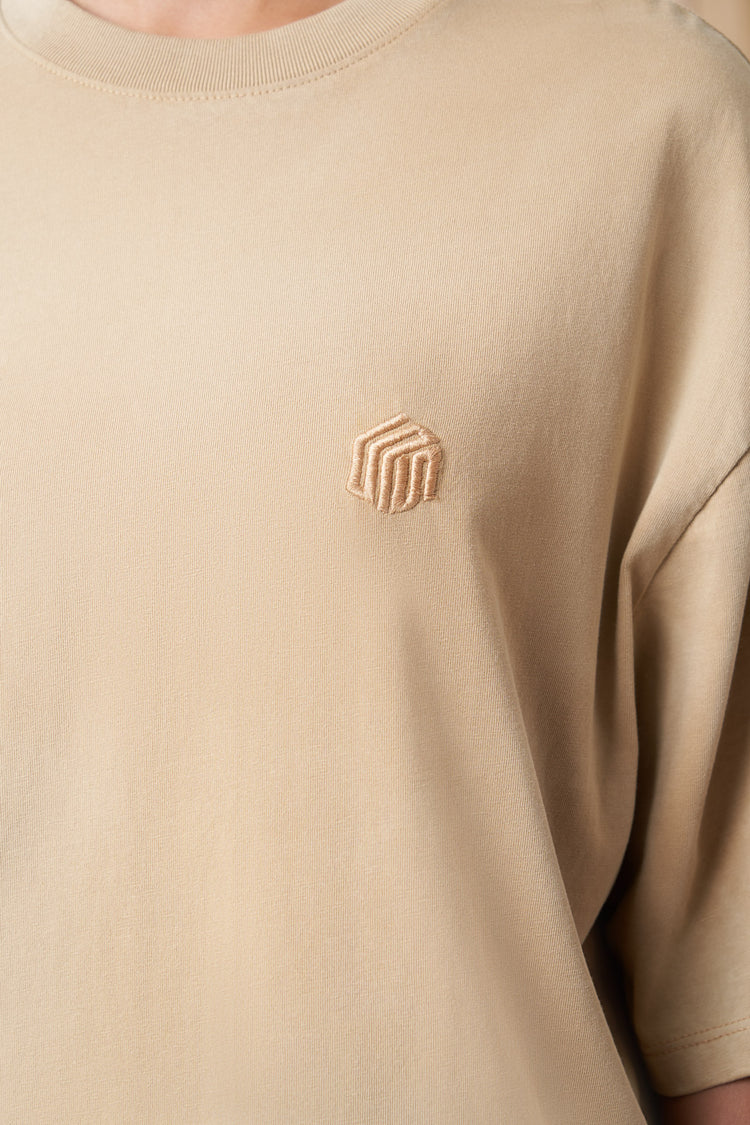 hillgrove article 1 cube logo tee powder beige