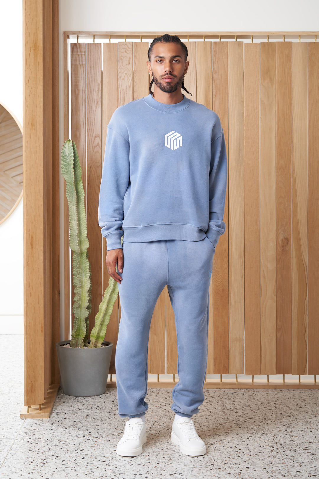 odell article 6 cube logo sweatshirt powder blue