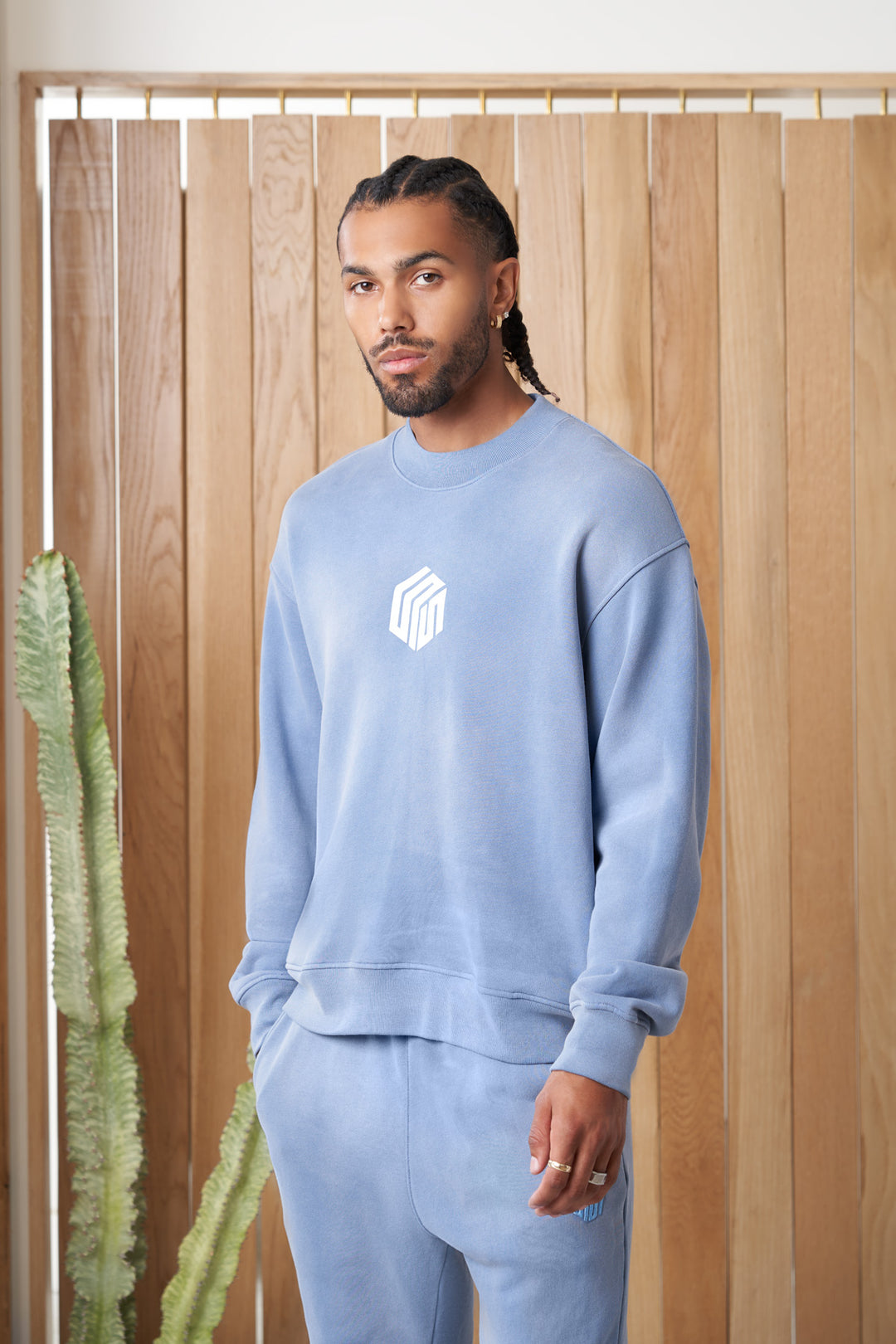 odell article 6 cube logo sweatshirt powder blue