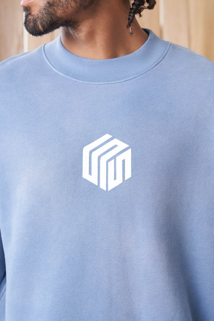odell article 6 cube logo sweatshirt powder blue