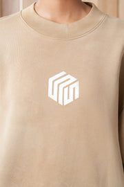 odell article 6 cube logo sweatshirt powder beige