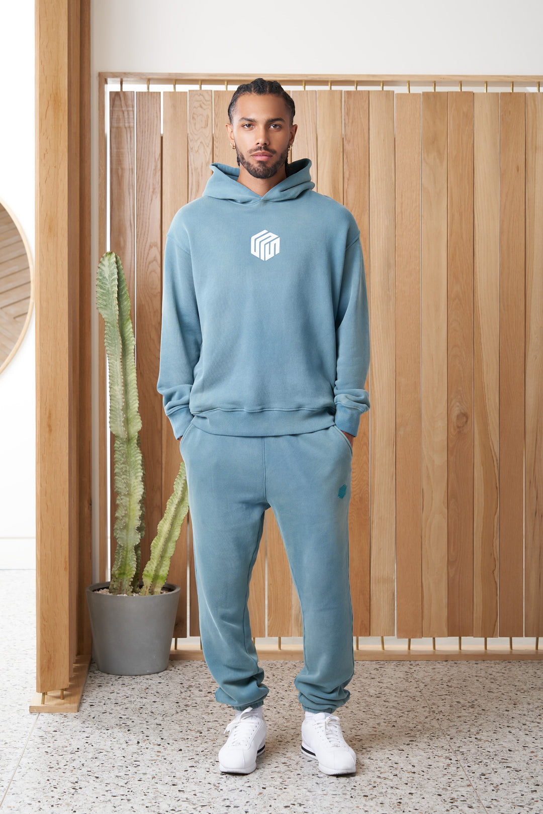 mandalay article 6 cube logo hoodie vintage teal