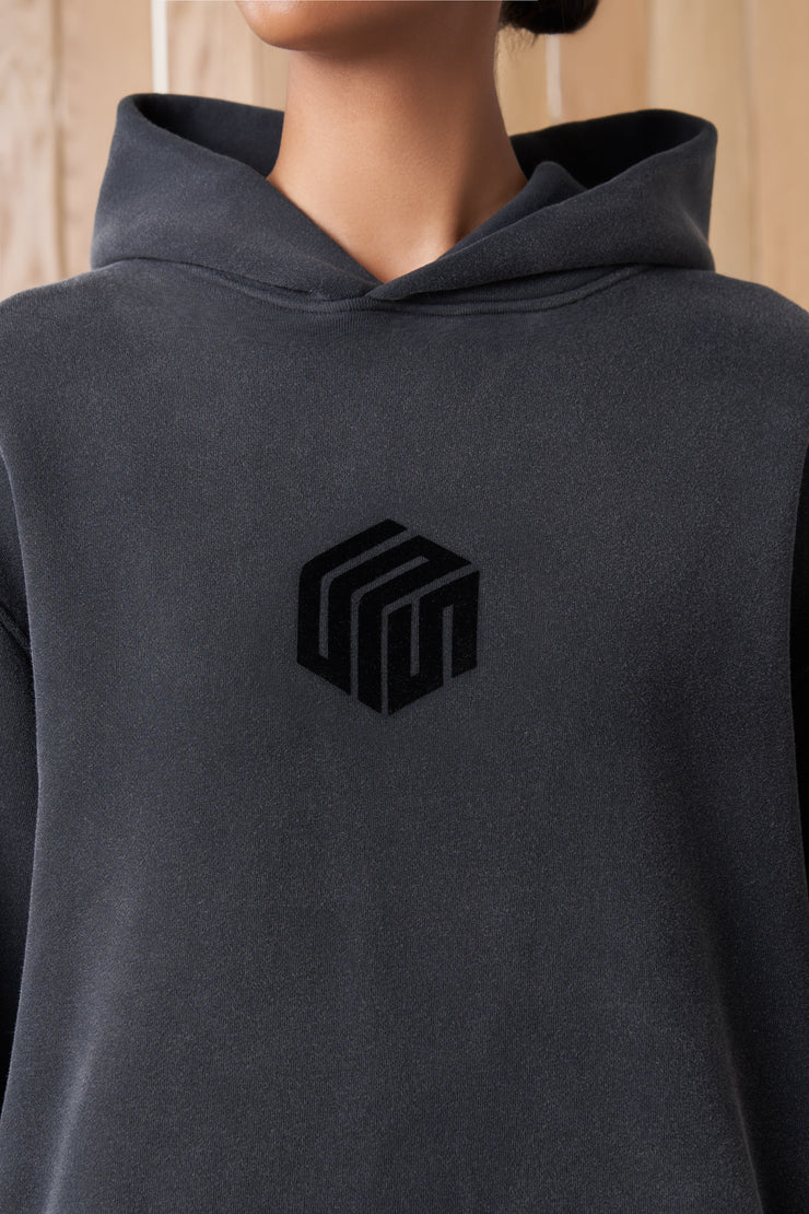 mandalay article 6 cube logo hoodie powder black