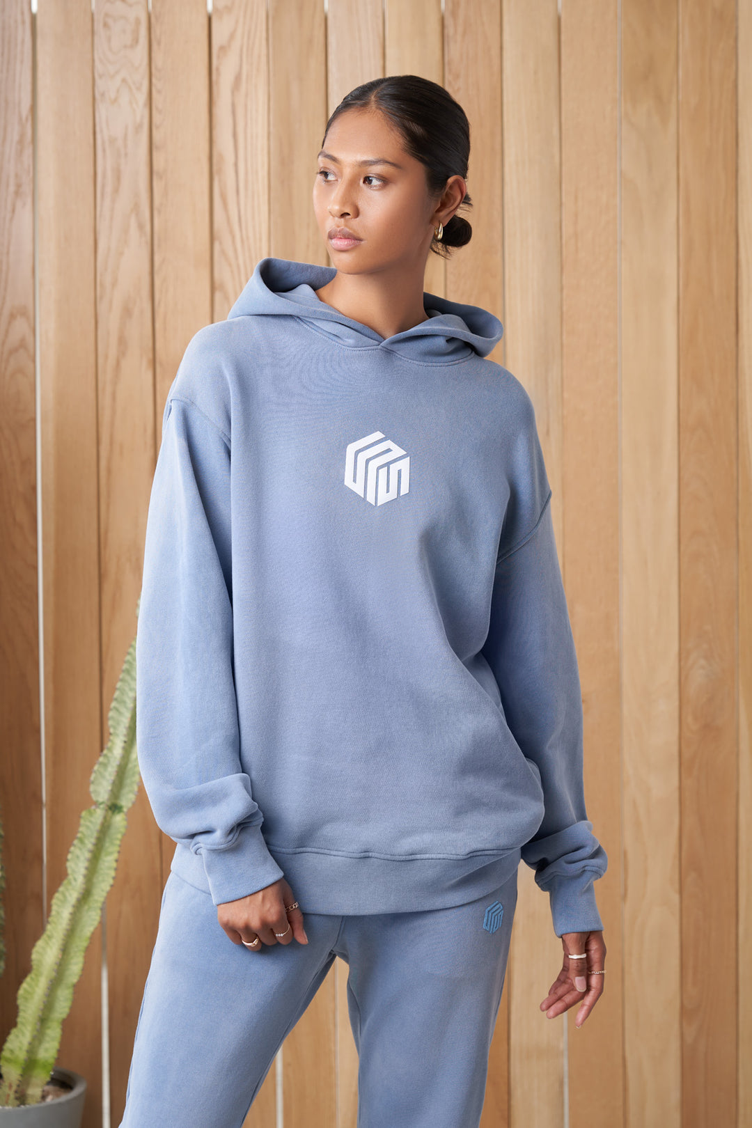 mandalay article 6 cube logo hoodie powder blue