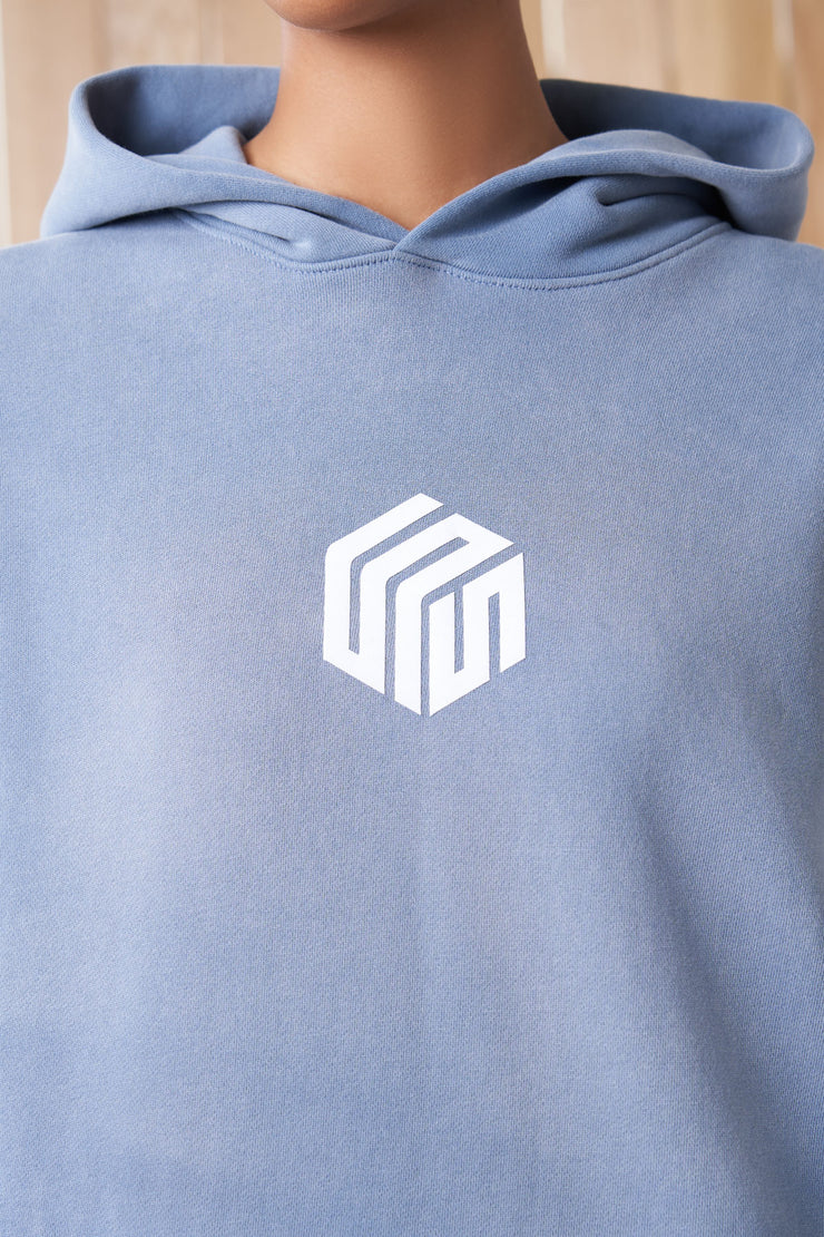mandalay article 6 cube logo hoodie powder blue