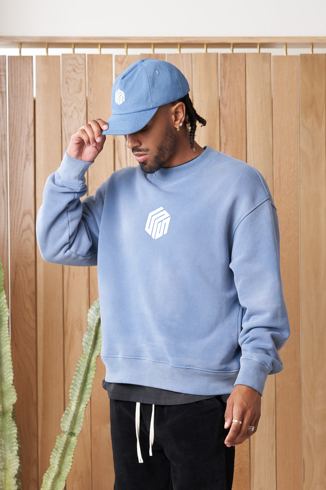 fairview article 7 denim cube logo hat blue