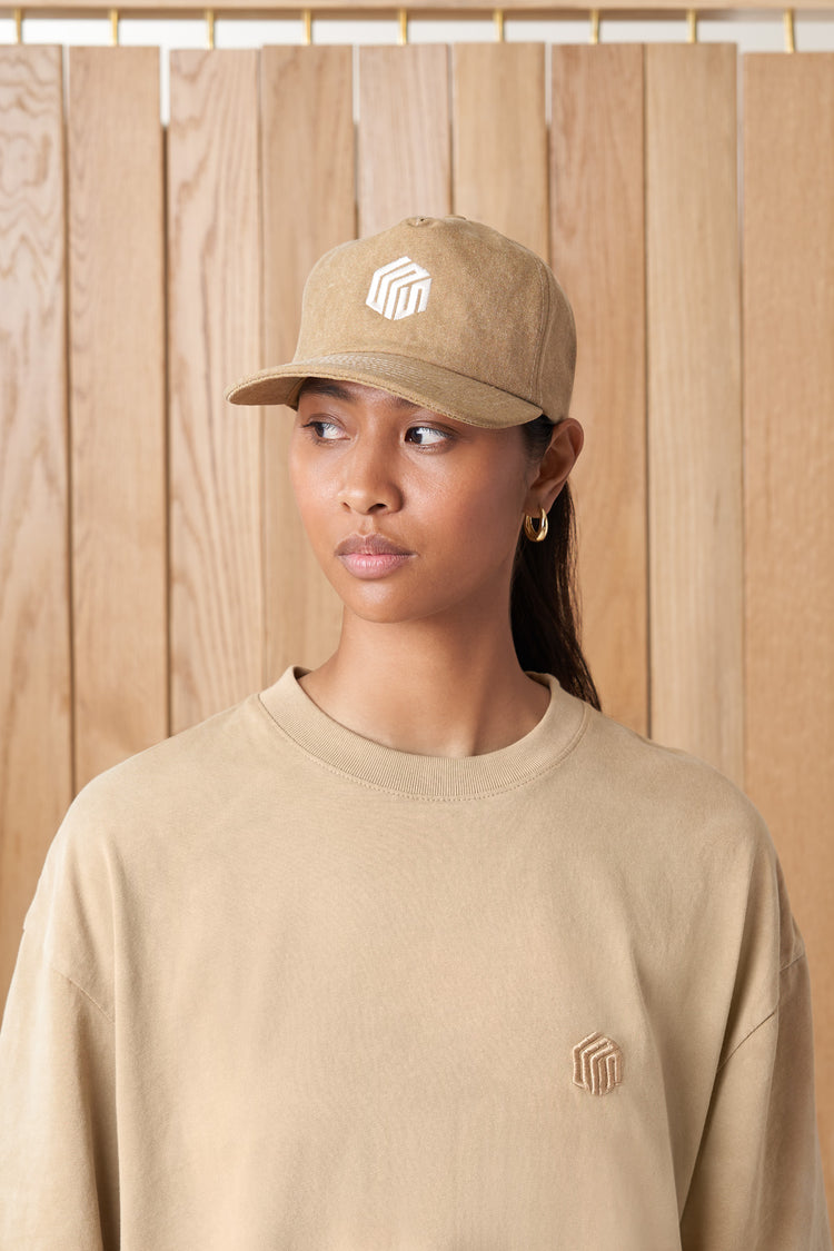 fairview article 7 denim cube logo hat taupe