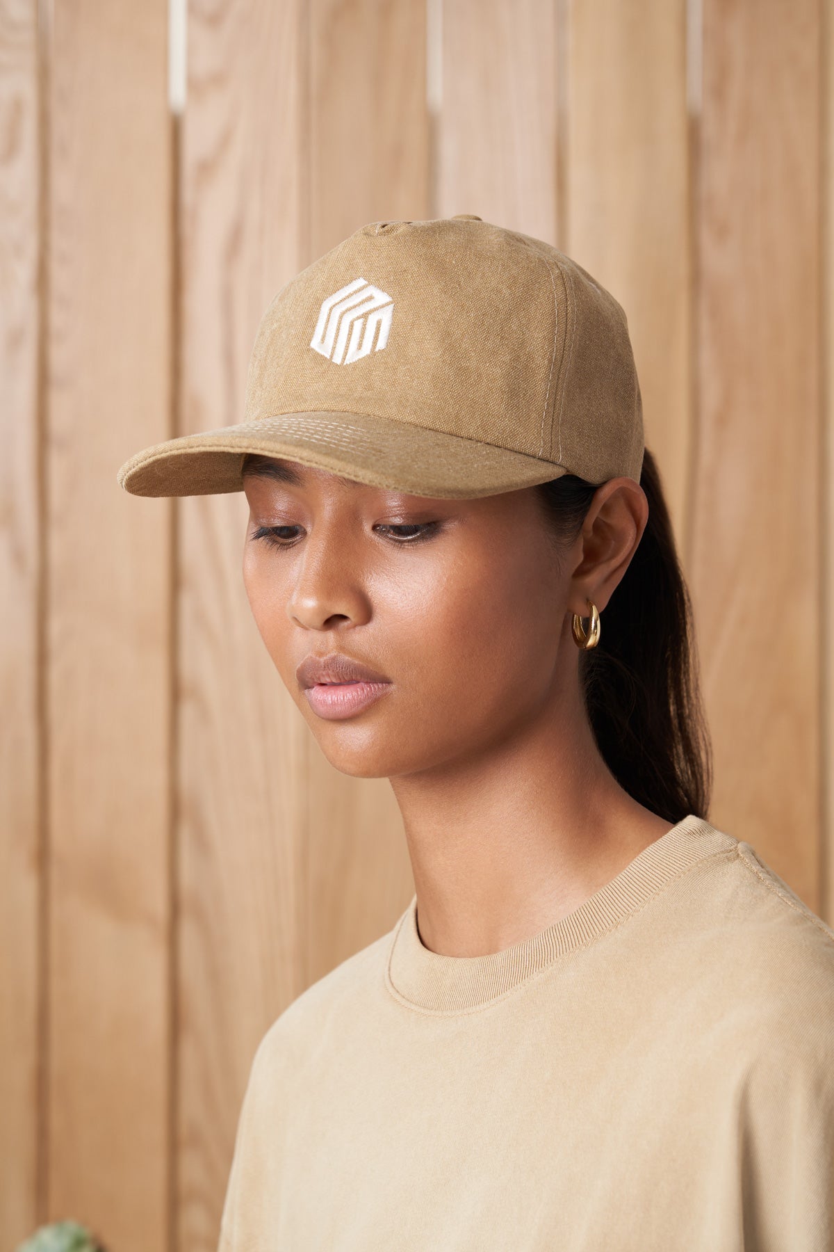 fairview article 7 denim cube logo hat taupe