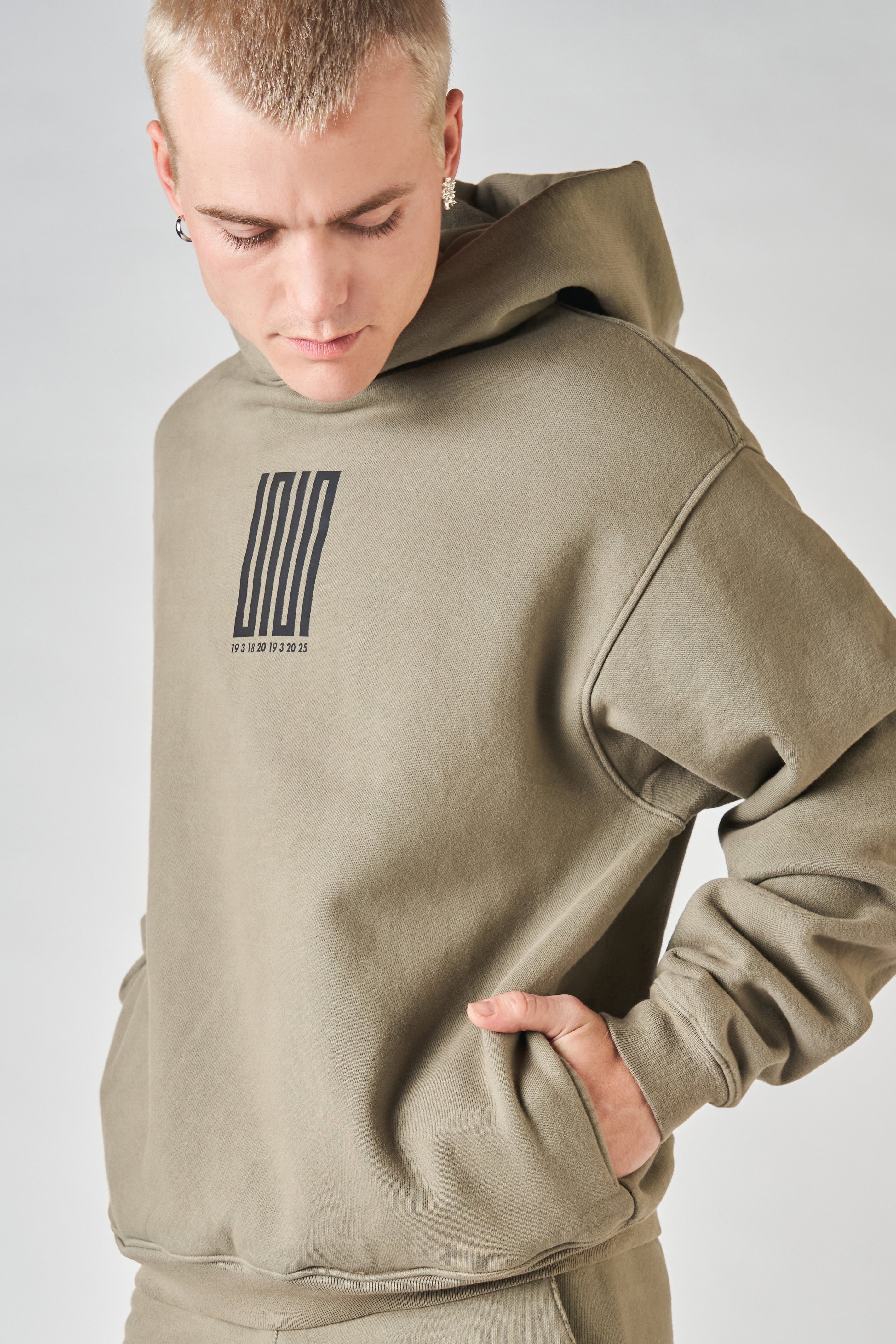 pacific article 6 logo hoodie taupe