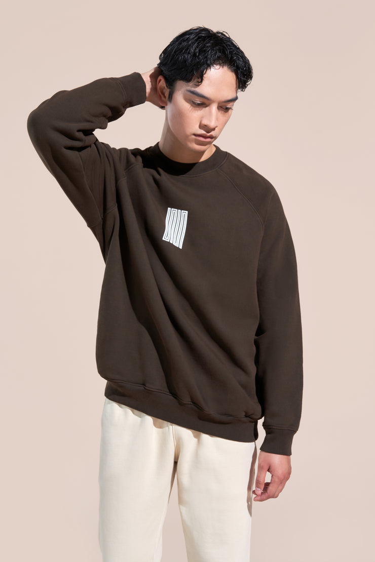 encino article 6 logo raglan sweatshirt brown