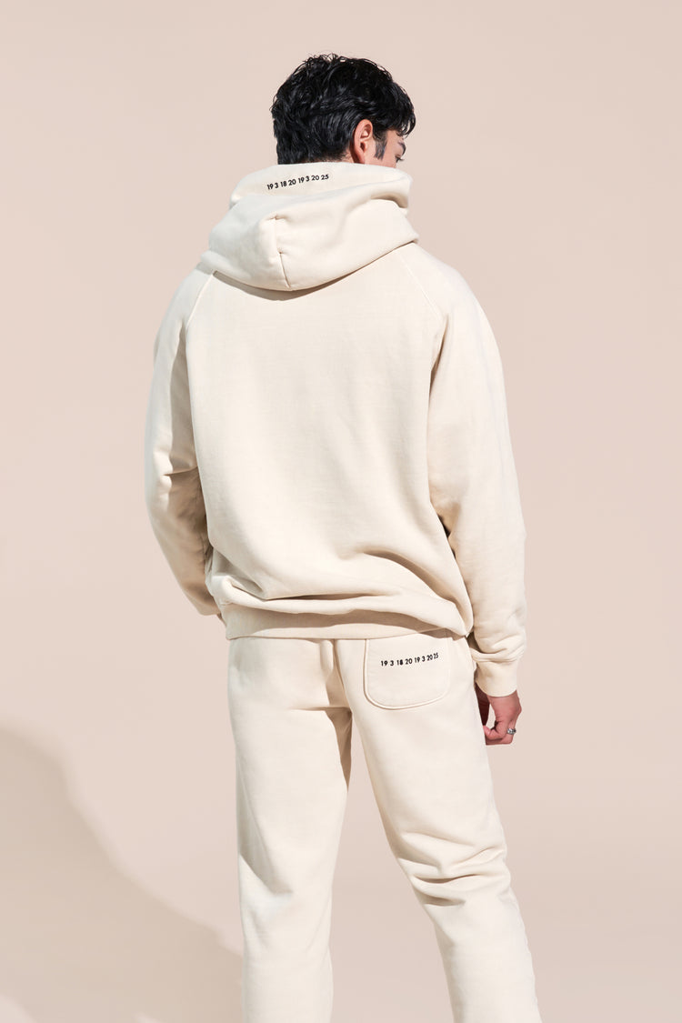 encino article 6 logo raglan hoodie cream