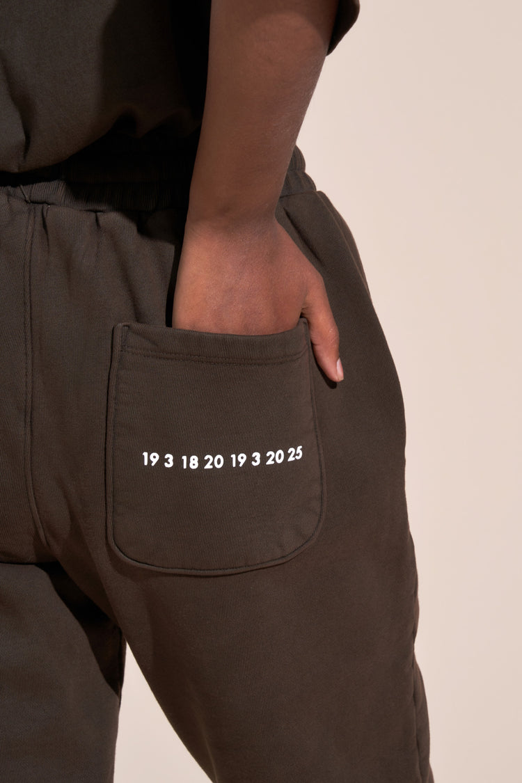hadley article 3 numbers sweatpants brown