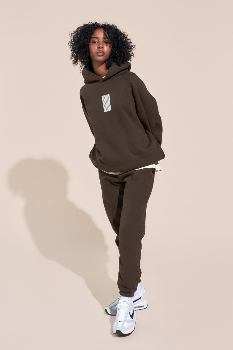 encino article 6 logo raglan hoodie brown