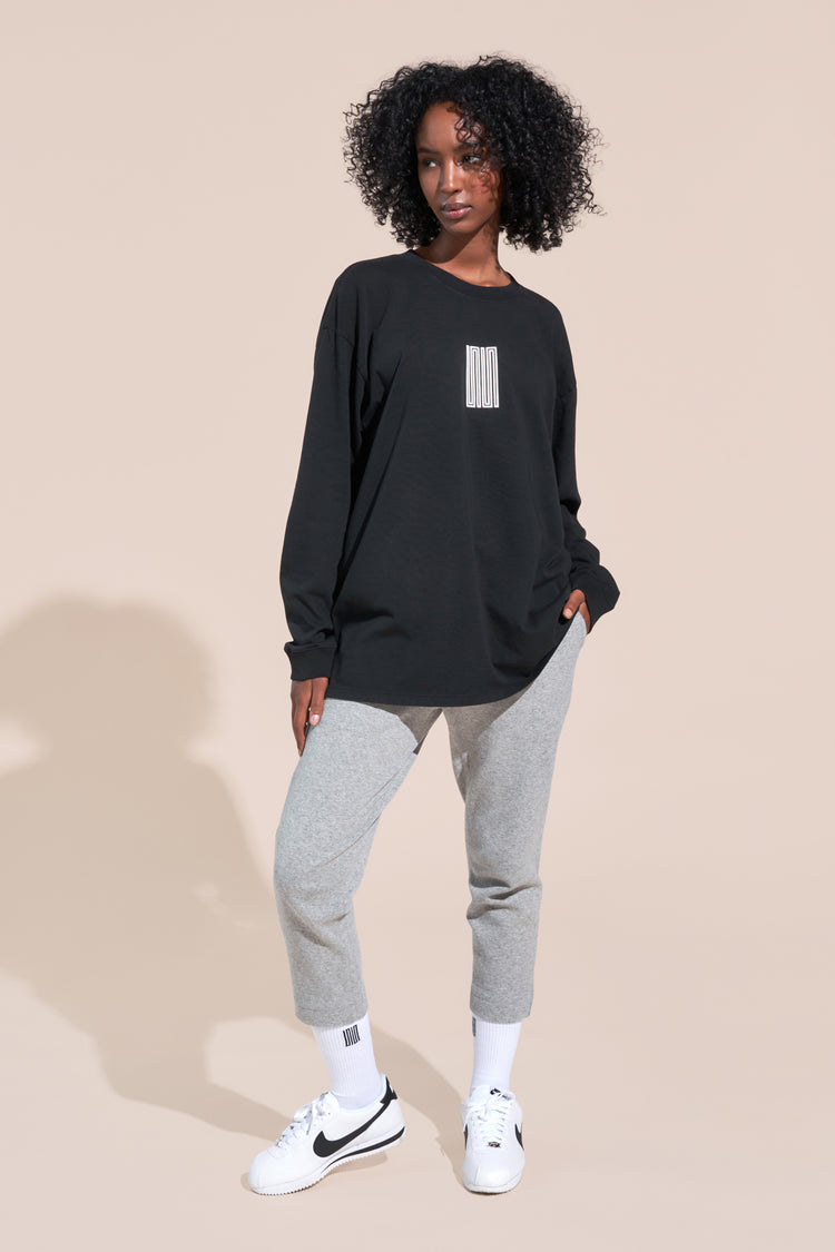 encino article 1 long sleeve logo tee black