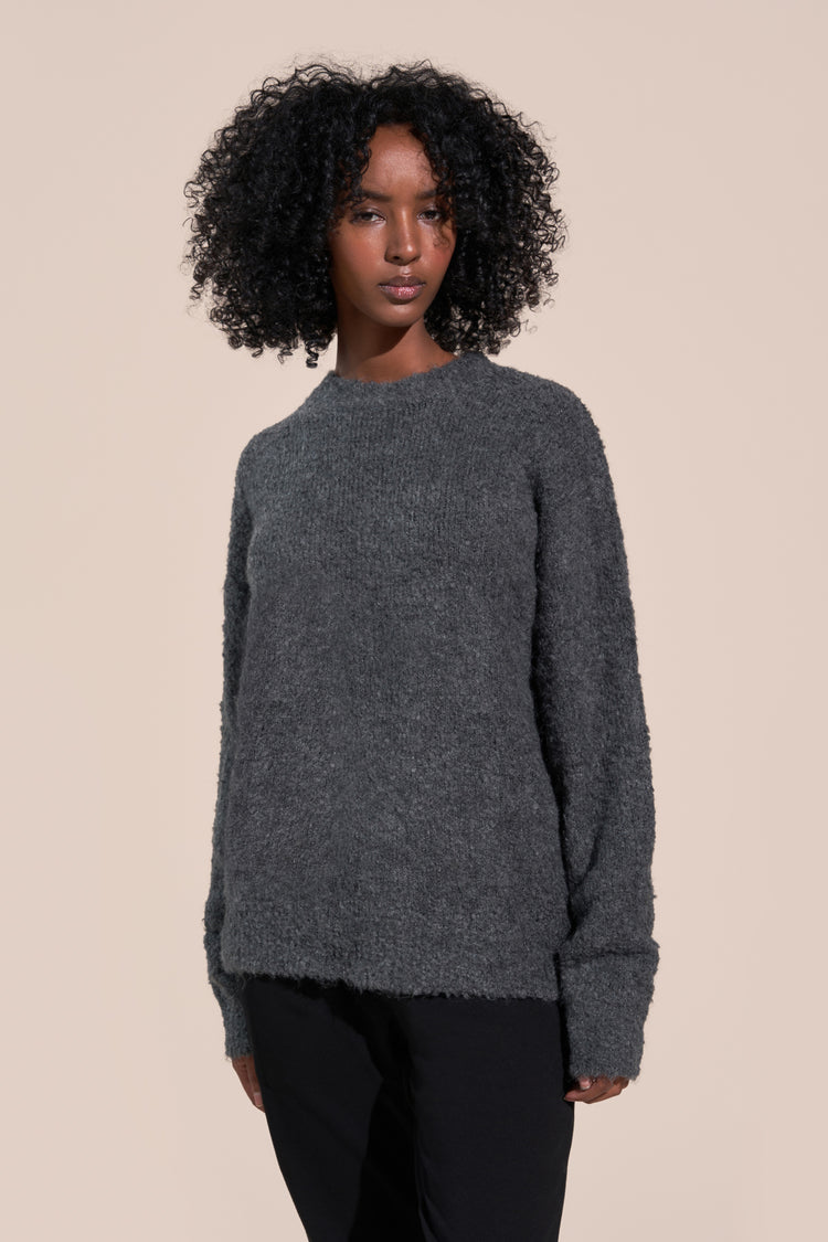 kennedy article 6 boucle knit sweater heather charcoal