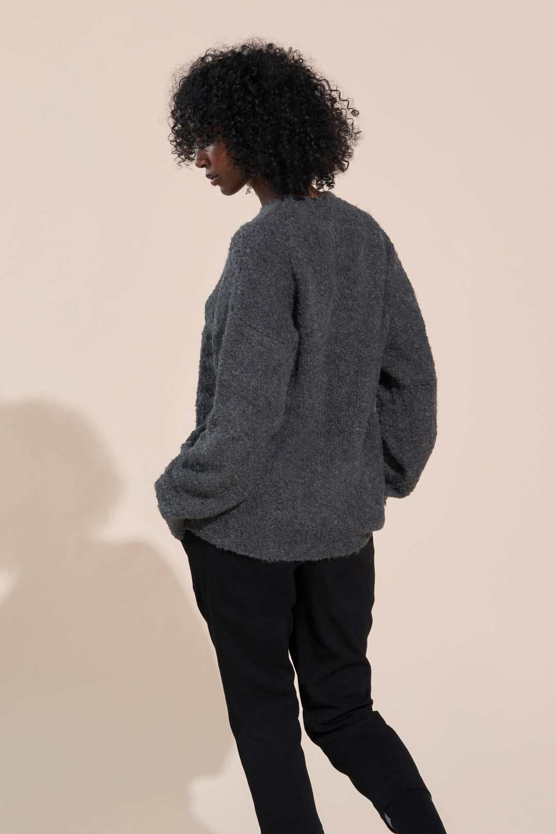 kennedy article 6 boucle knit sweater heather charcoal