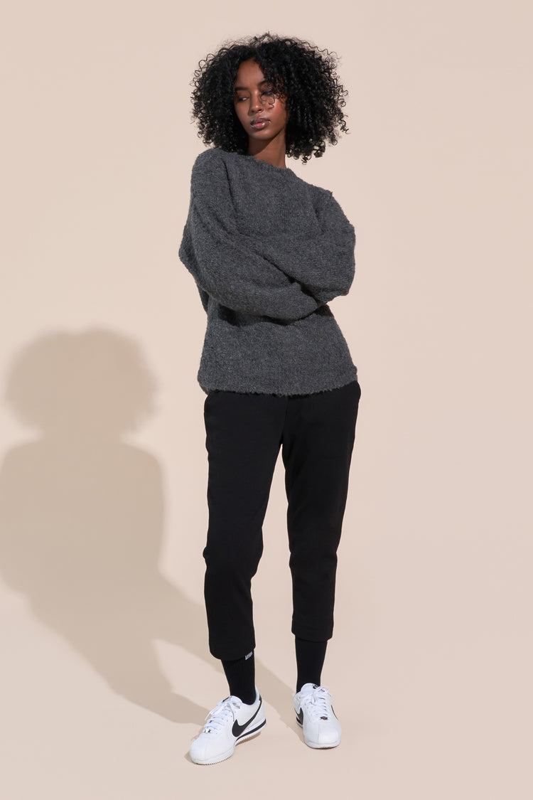 kennedy article 6 boucle knit sweater heather charcoal
