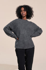 kennedy article 6 boucle knit sweater heather charcoal