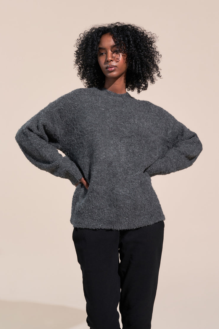 kennedy article 6 boucle knit sweater heather charcoal